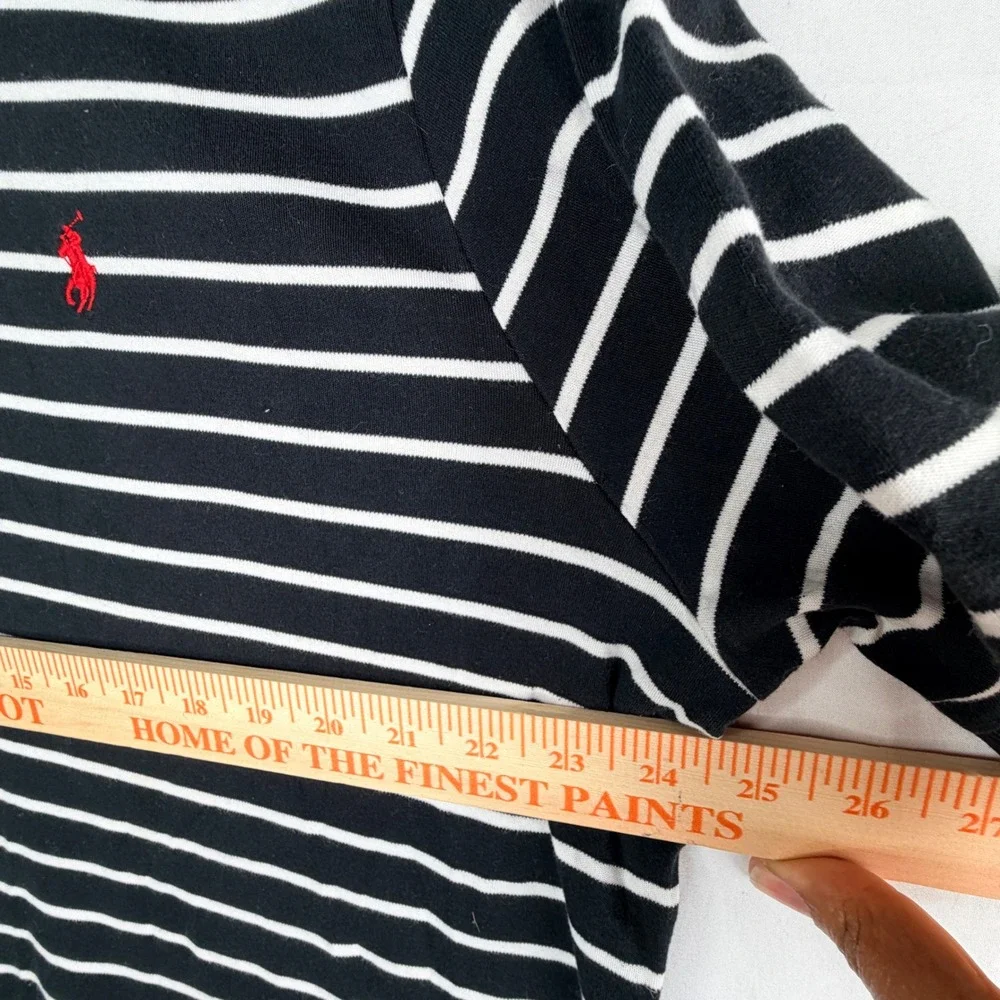 Polo Ralph Lauren Mens XL Classic Fit Striped Polo Shirt Black White Red Pony